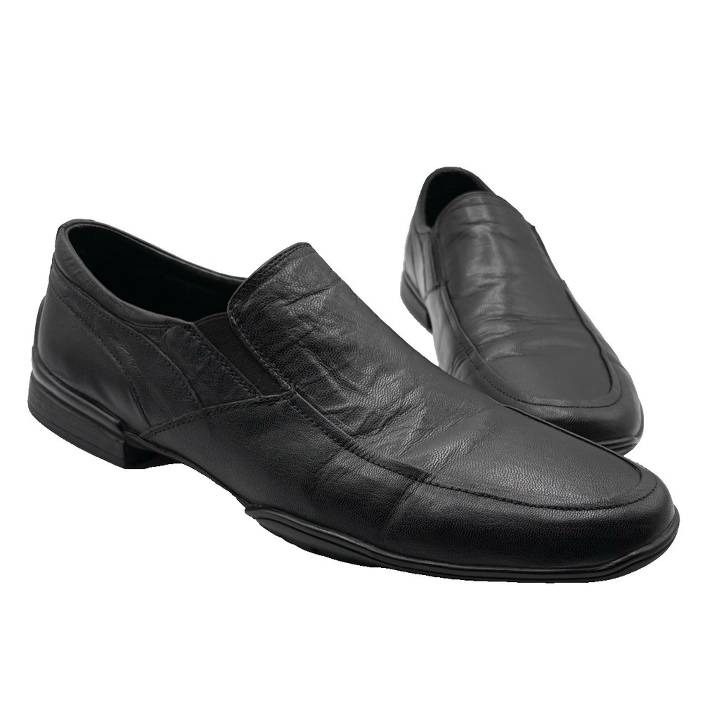BACCO BUCCI Studio Loafer Men's Size 12 Black Leather Slip On‎ NWOB